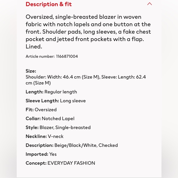 H&M Women’s Oversized Blazer - Picture 6 of 6